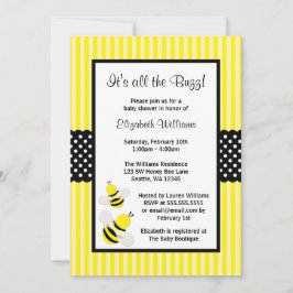 のまわりにストライプのドットベビーシャワー招待状 招待状