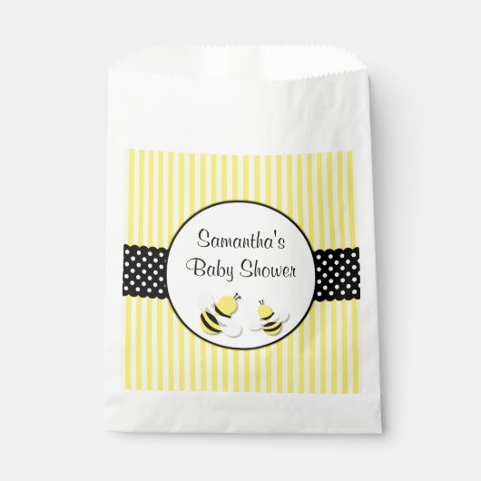 のまわりにストライプの水玉模様ベビーシャワー フェイバーバッグ (正面)
