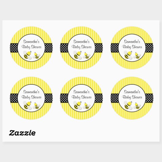 のまわりにストライプの水玉模様ベビーシャワー ラウンドシール (シート)