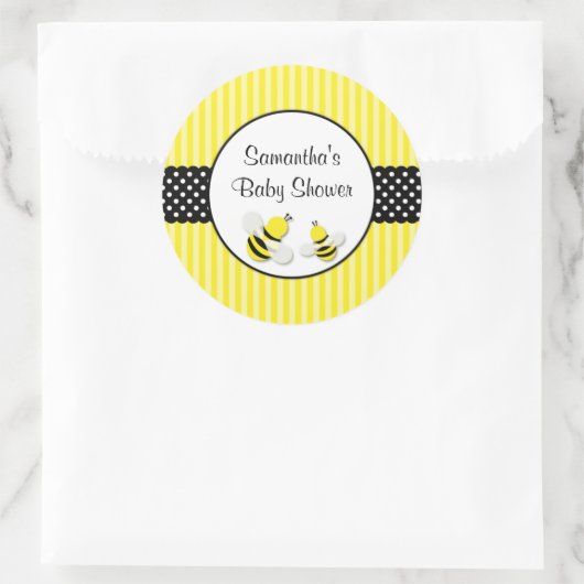 のまわりにストライプの水玉模様ベビーシャワー ラウンドシール (バッグ)