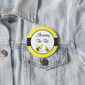 のまわりにストライプの水玉模様赤ちゃんシャワーママ 缶バッジ (インサイチュ)