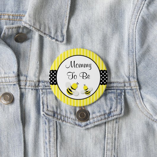 のまわりにストライプの水玉模様赤ちゃんシャワーママ 缶バッジ (インサイチュ)