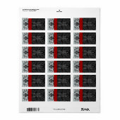 のまわりにダマスク住所 シールレッドトリム ラベル (フルシート)