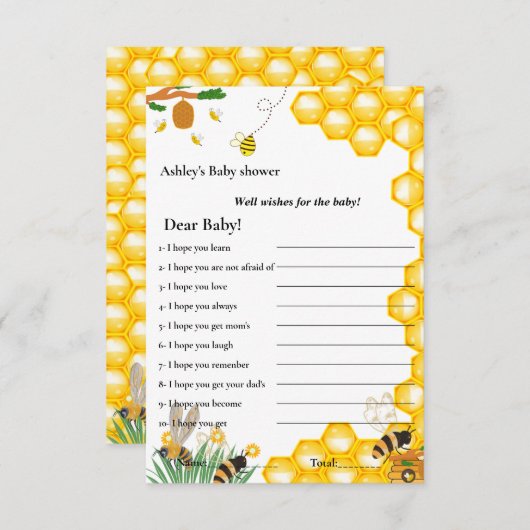 のまわりにテーマは赤ちゃんシャワーゲームを望む 招待状 (正面/裏面)