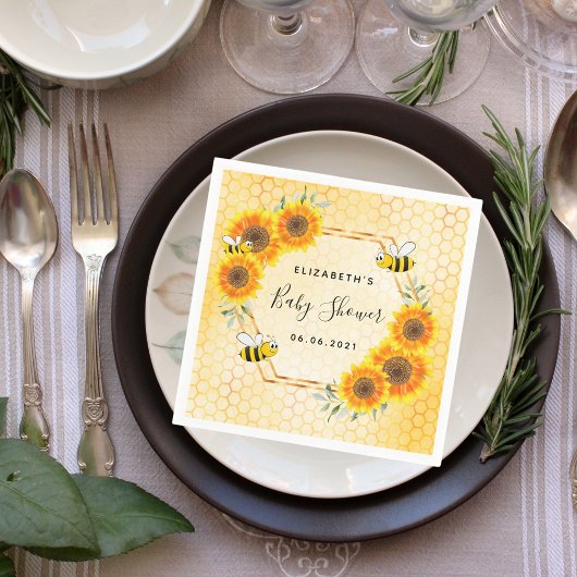 のまわりにハニカの花ベビーシャワー スタンダードカクテルナプキン