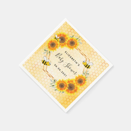 のまわりにハニカの花ベビーシャワー スタンダードカクテルナプキン (角)