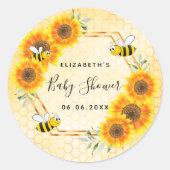 のまわりにハニカの花ベビーシャワー ラウンドシール (正面)