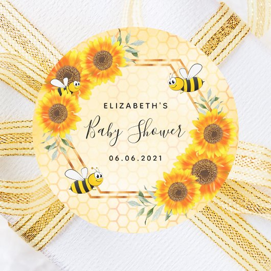 のまわりにハニカの花ベビーシャワー ラウンドシール