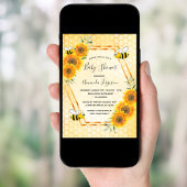 のまわりにハニカの花ベビーシャワー 招待状