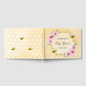 のまわりにハニカムピンクの花模様ベビーシャワー ゲストブック (全面)