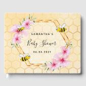 のまわりにハニカムピンクの花模様ベビーシャワー ゲストブック (正面)