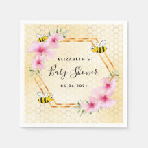 のまわりにハニカムピンクの花模様ベビーシャワー