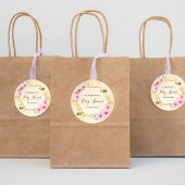 のまわりにハニカムピンクの花模様ベビーシャワー ラウンドシール