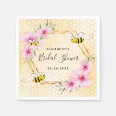 のまわりにハニカムピンク花模様ブライダルシャワー スタンダードカクテルナプキン (正面)