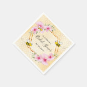 のまわりにハニカムピンク花模様ブライダルシャワー スタンダードカクテルナプキン (角)