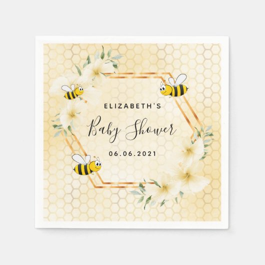 のまわりにハニカム熱帯花模様ベビーシャワー スタンダードカクテルナプキン (正面)