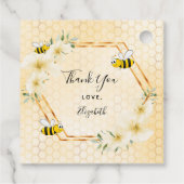 のまわりにハニカム熱帯花模様ベビーシャワー フェイバータグ (裏面)