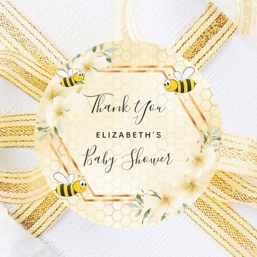 のまわりにハニカム熱帯花模様ベビーシャワー ラウンドシール