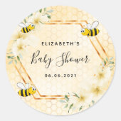 のまわりにハニカム熱帯花模様ベビーシャワー ラウンドシール (正面)