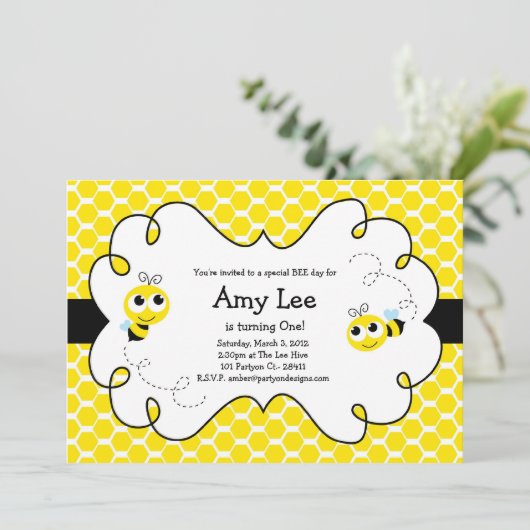 のまわりにバベ誕生日イエロー招待状 招待状 (スタンド正面)