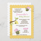 のまわりにピンクウィングダイカットベビーシャワー招待状 招待状 (正面/裏面)