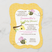 のまわりにピンクガール赤ちゃんシャワー招待状 招待状 (正面/裏面)