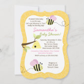 のまわりにピンクガール赤ちゃんシャワー招待状 招待状 (正面)