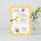 のまわりにピンクガールAny Age誕生日 招待状 (スタンド正面)