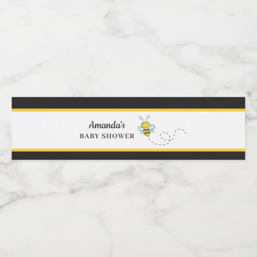 のまわりにブラックと金ゴールドベビーシャワー ペットボトルラベル (シングルラベル)