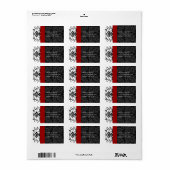 のまわりにブラックダマスク住所 シールレッドトリム ラベル (フルシート)