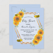 のまわりにブルーサンフラワーベビーシャワー ポストカード (正面/裏面)