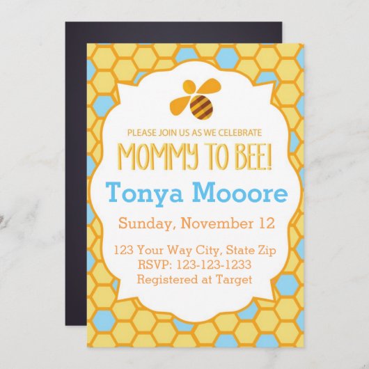 のまわりにベビーシャワー招待状(少年) 招待状 (正面/裏面)