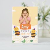 のまわりにモダンフォト誕生日 招待状 (スタンド正面)