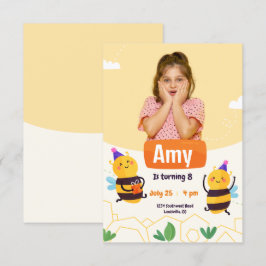 のまわりにモダンフォト誕生日 招待状