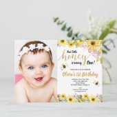 のまわりに娘1歳のピンク色のヒマワリ 招待状 (スタンド正面)