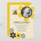 のまわりに子供の誕生日パーティー 招待状 (正面/裏面)