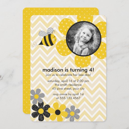 のまわりに子供の誕生日パーティー 招待状 (正面/裏面)