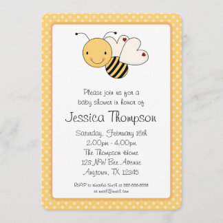 のまわりに水玉模様お洒落ベビーシャワー 招待状