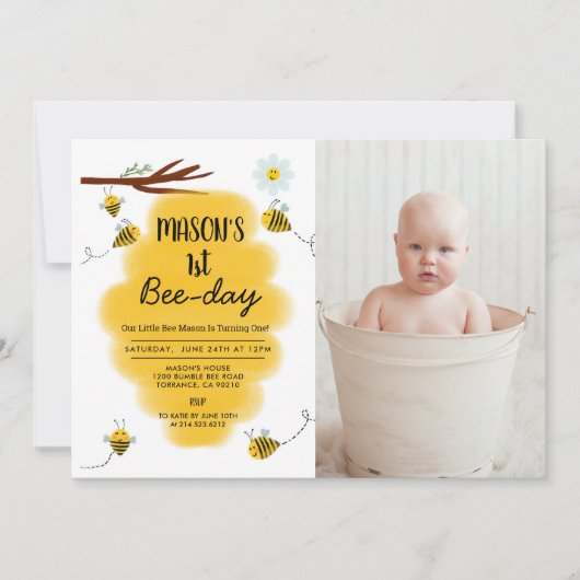 のまわりに誕生日パーティフォト招待状 招待状 (正面)