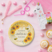 のまわりに金ゴールドグリッターひまわりブライダルシャワー ペーパープレート (パーティー)