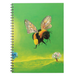 のまわりに飛んでいるの花が咲く牧草地 ノートブック