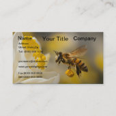 のまわりに黄色い花ミツバチは全て花粉で覆われている 名刺 (正面)