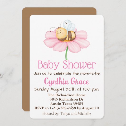 のまわりに・フラワーベビーシャワー招待状 シーズンカード (正面/裏面)