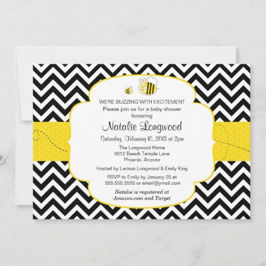 のまわりに·ベイビー·シャワー、興奮に満ちた 招待状 (正面)