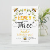 のまわりに。小さな蜂蜜、蜂、3歳の誕生日 招待状 (スタンド正面)