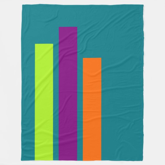 のみの色ストライプの春 – 緑の梅オレンジ フリースブランケット (正面)