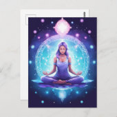 のめい想ヨガガガールクリスタルアメジストロータス ポストカード (正面/裏面)