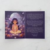 のめい想ヨガガガールクリスタルパープルロータス誕生日 カード (内部)