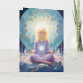 のめい想ヨガガガールクリスタルブルーパープル誕生日 カード (裏面)