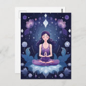 のめい想ヨガガガール、クリスタルドリーミーパープルロータス ポストカード (正面/裏面)